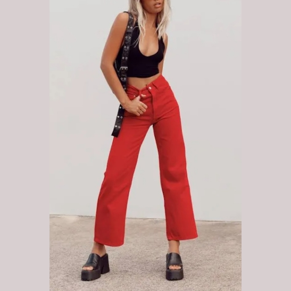 Red High Waisted Jeans